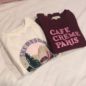 LOFT Burgundy and Cream Sweatshirts